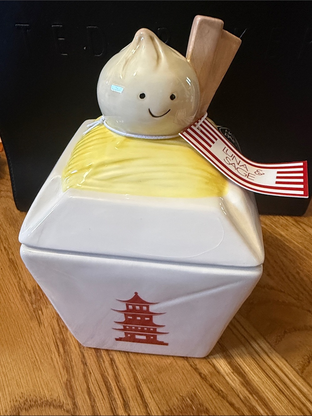 Yellow Dumpling Ceramic Chinese take out  Canister NWT